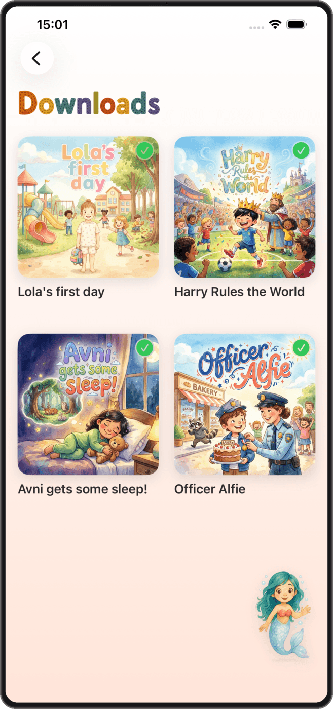 Scribbin reader app on a phone showing downloaded books for offline reading